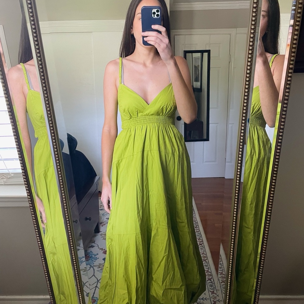 Anthropologie Green Sleeveless Sundress Maxi